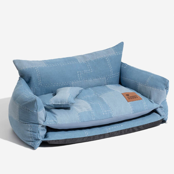 Denim Patchwork Style Pet Double Layer Sofa Dog Sofa Bed - Image 16
