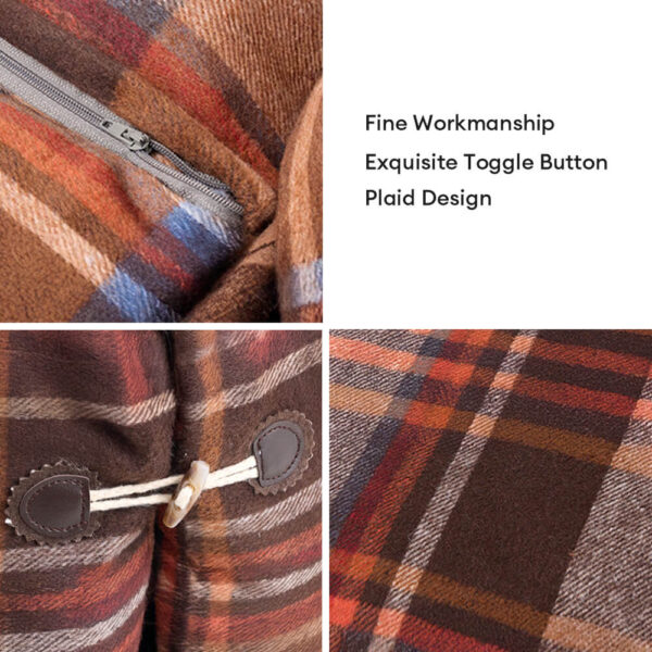 Plaid Expandable Soft Reversible With Horn Button Dog & Cat Bed - Image 3