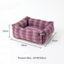 Plaid Expandable Soft Reversible With Horn Button Dog & Cat Bed