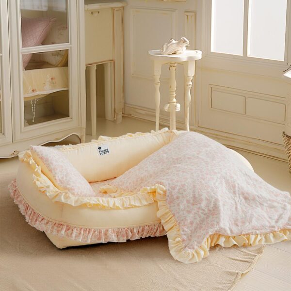 Floral Orthopedic Dog Bed Calming Pet Bed with Pillow - Image 4