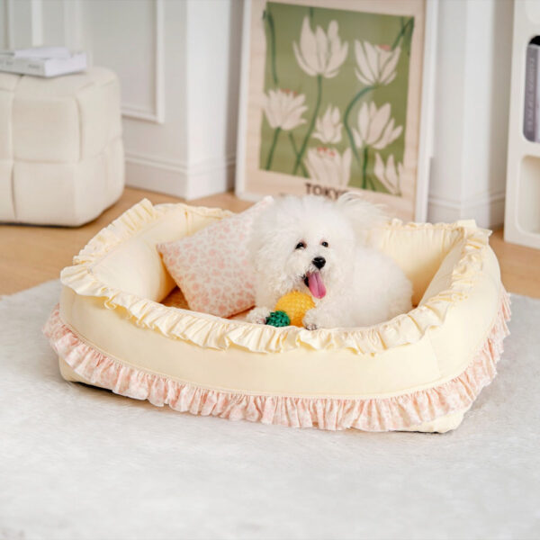 Floral Orthopedic Dog Bed Calming Pet Bed with Pillow - Image 8