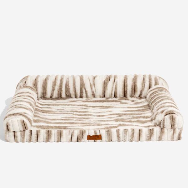 Fluffy Striped Orthopedic Bolster Dog Bed - Luxe Comfort - Image 13