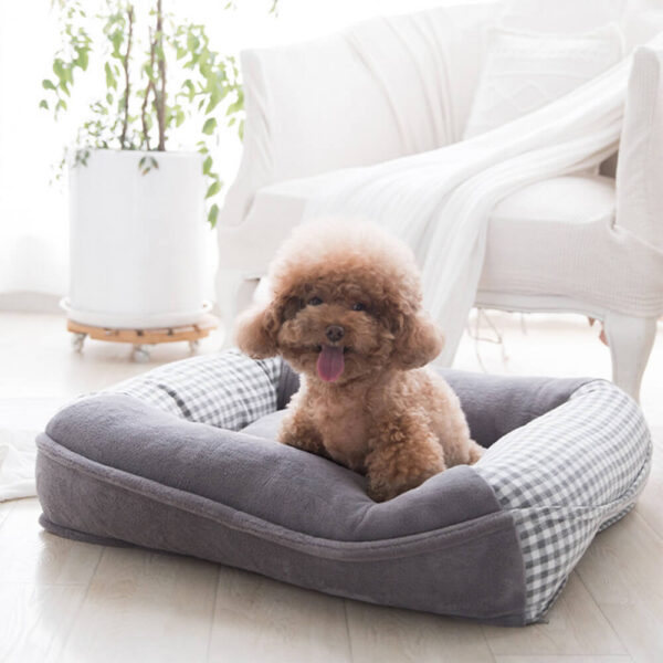 Canvas Coral Fleece Waterproof Full Surround Support Dog & Cat Bed - Image 17