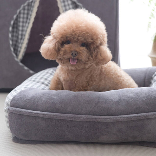 Canvas Coral Fleece Waterproof Full Surround Support Dog & Cat Bed - Image 19