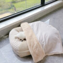 Canvas Coral Fleece Waterproof Full Surround Support Dog & Cat Bed