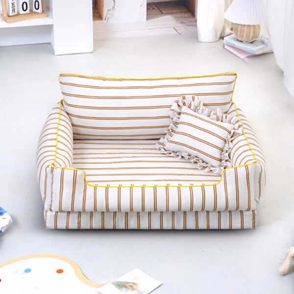 Cotton Full-Surround Dog & Cat Sofa Bed with Pillow - Image 11