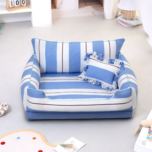 Cotton Full-Surround Dog & Cat Sofa Bed with Pillow - Image 5