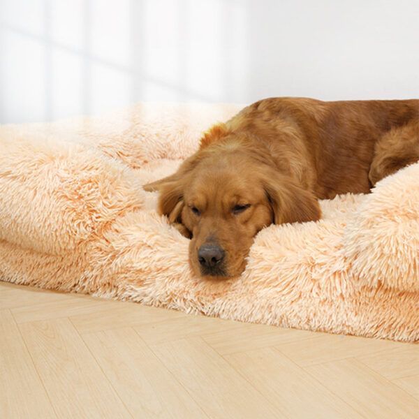 Long Plush - Square Surround Support Deep Sleep Dog Bed - Image 4