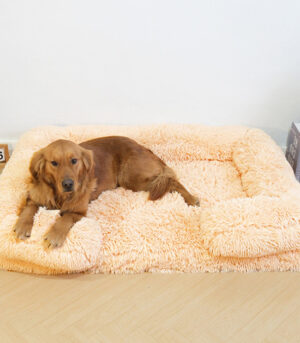 Long Plush - Square Surround Support Deep Sleep Dog Bed
