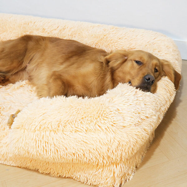 Long Plush - Square Surround Support Deep Sleep Dog Bed - Image 5