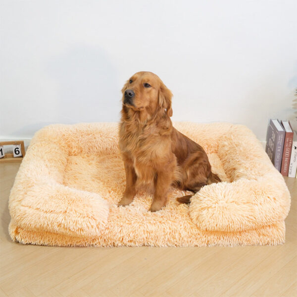 Long Plush - Square Surround Support Deep Sleep Dog Bed - Image 2