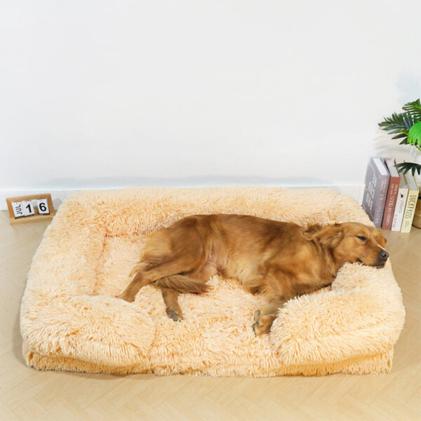 Long Plush - Square Surround Support Deep Sleep Dog Bed - Image 3