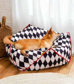 FunnyFuzzy Polygonal  Calming Bean Bag Dog Bed
