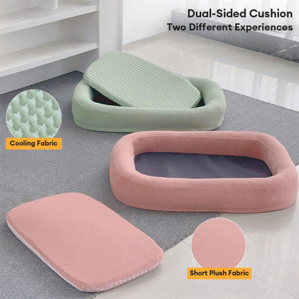 Soft Cooling Reversible Washable All-Season Oval Dog Bed - Image 3