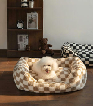 Stylish Checkerboard Warmth Removable Washable  Dog Sofa Bed