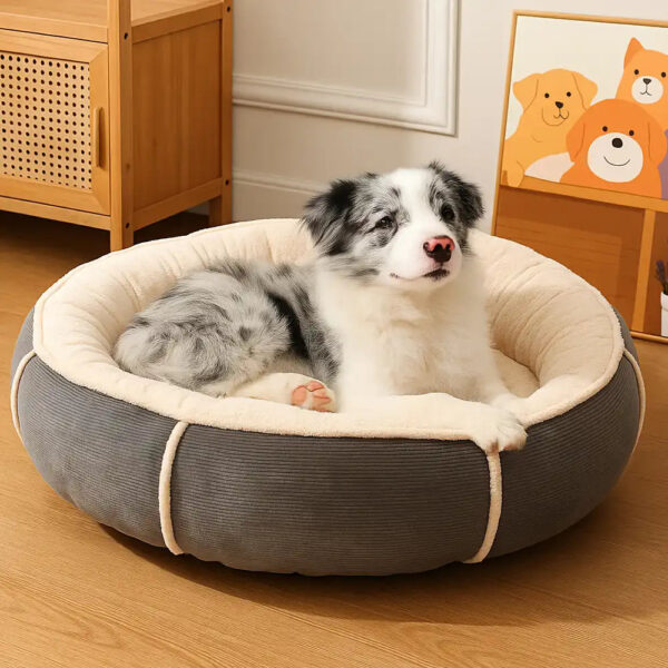 Ultra Plush Corduroy Anti-Anxiety Donut Dog Bed - Image 3