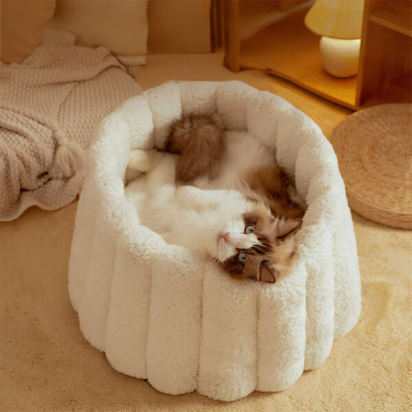 Warm Skin-Friendly Full Support Multi-Purpose Semi-Enclosed Cat Bed - Image 12