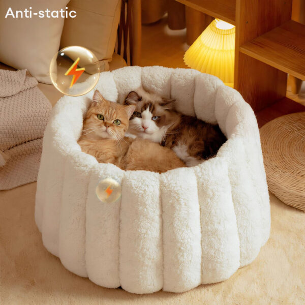Warm Skin-Friendly Full Support Multi-Purpose Semi-Enclosed Cat Bed - Image 6