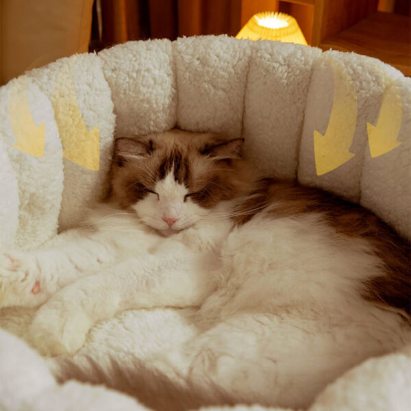 Warm Skin-Friendly Full Support Multi-Purpose Semi-Enclosed Cat Bed - Image 7