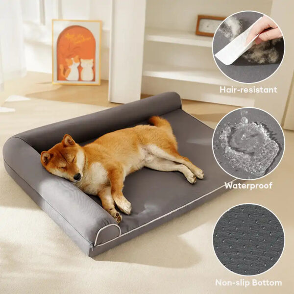Waterproof Egg Foam Orthopedic Bed with L Bolster Sides Large Dog Bed - Image 4