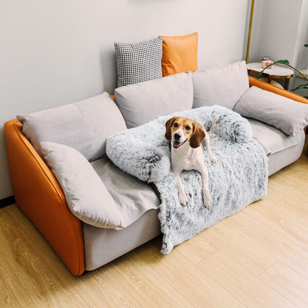 Calming Furniture Protector Dog Bed - Fuzzy Backrest - Image 2