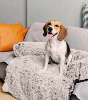 Calming Furniture Protector Dog Bed - Fuzzy Backrest