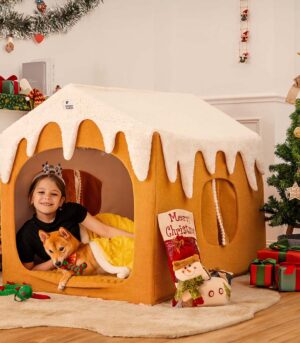 Gingerbread Snow House Pet Tent Detachable Large Dog House