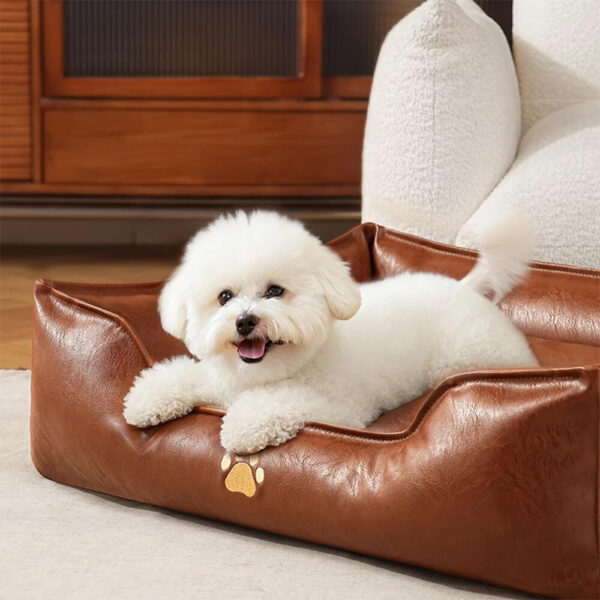 Luxury Faux Leather Waterproof Removable Dog Sofa Bed - Image 7