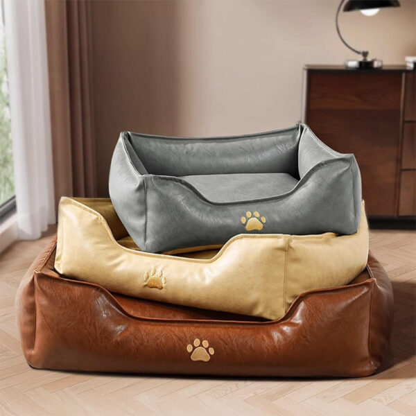 Luxury Faux Leather Waterproof Removable Dog Sofa Bed - Image 9