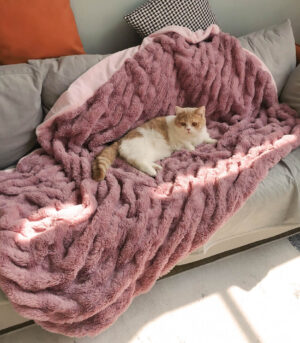 Super Soft Faux Fur & Velvet Luxury Pet Throw Blanket Human Blanket