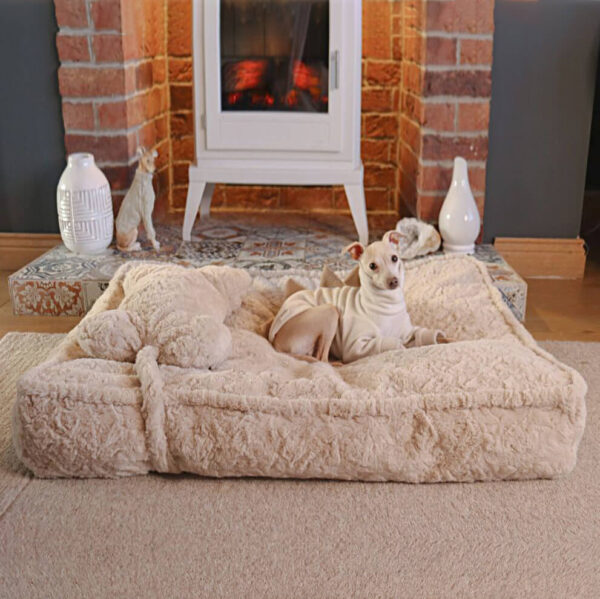Warming Fluffy Bone Cloud Shape Calming Dog Bed - Image 2