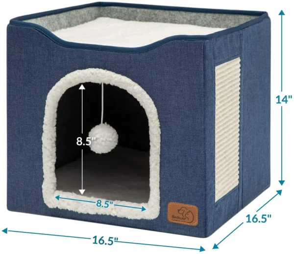 Wholesale Manufacturer Functional Foldable Cat Bed House with Scratch - Image 3