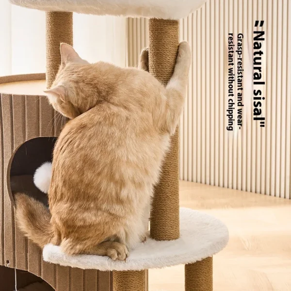 Wholesale Small Apartment Cat Tree Winter Warm Nest and Double-Layer Jumping Platform Integrated Household Felt Bucket for Cats - Image 2