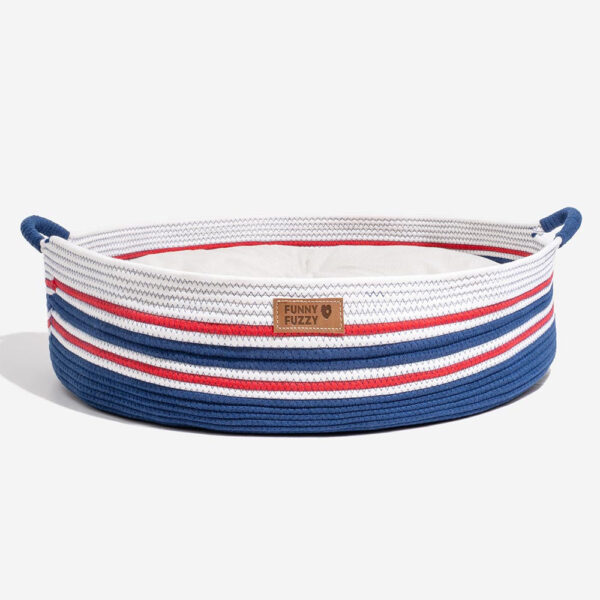 Handcrafted Stripe Calming Pet Bed - Timeless Nest - Image 25