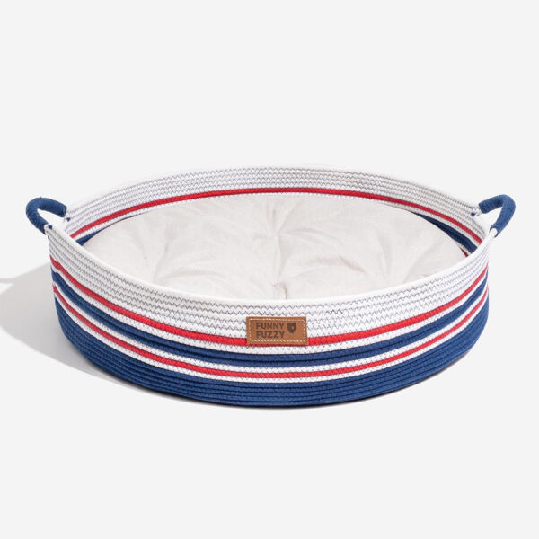 Handcrafted Stripe Calming Pet Bed - Timeless Nest - Image 24