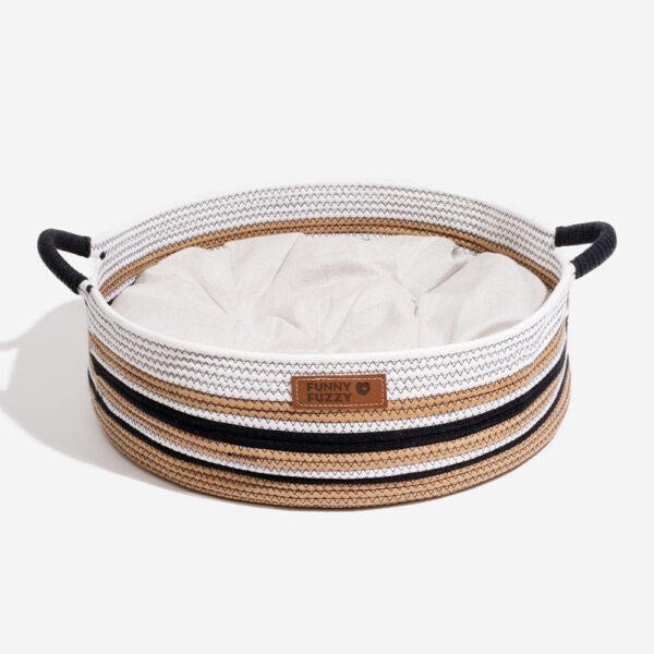 Handcrafted Stripe Calming Pet Bed - Timeless Nest - Image 23