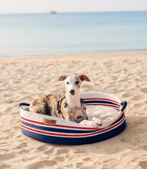 Handcrafted Stripe Calming Pet Bed - Timeless Nest