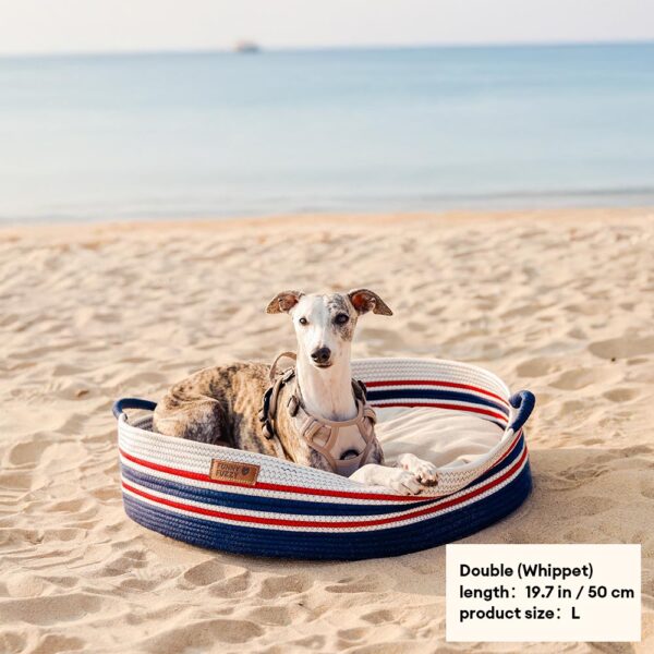 Handcrafted Stripe Calming Pet Bed - Timeless Nest - Image 4