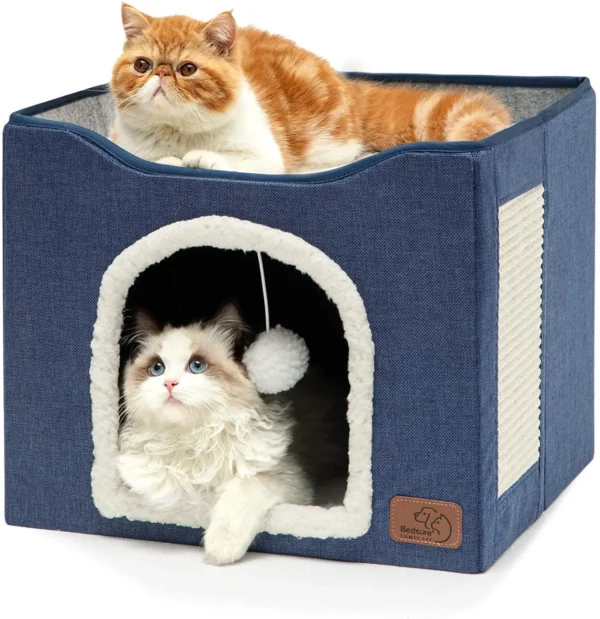 Wholesale Manufacturer Functional Foldable Cat Bed House with Scratch