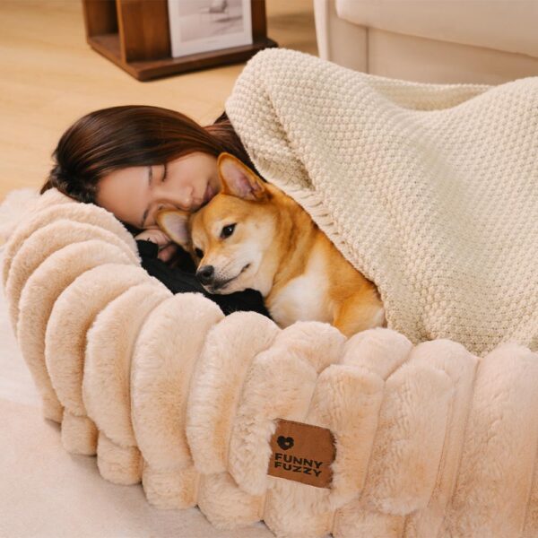 Plush Fluffy Large Orthopedic Human-Dog Bolster Bed - Image 16