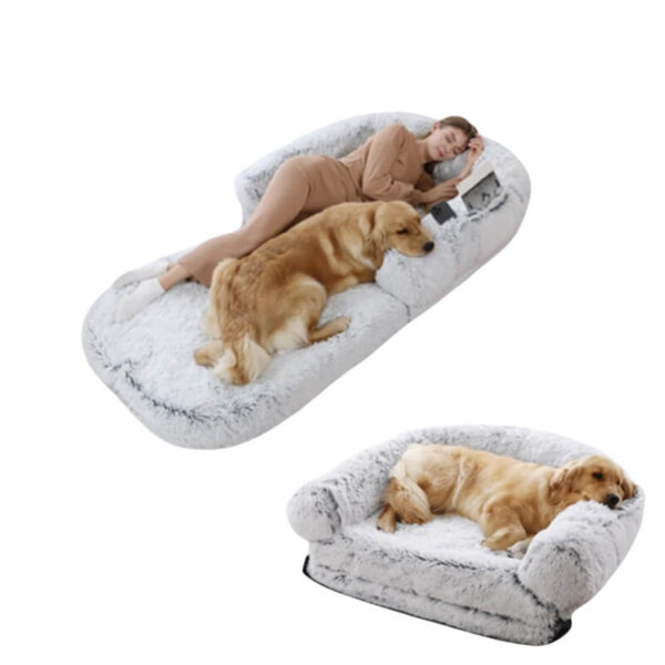 Plush Fluffy Large Orthopedic Human-Dog Bolster Bed - Image 33