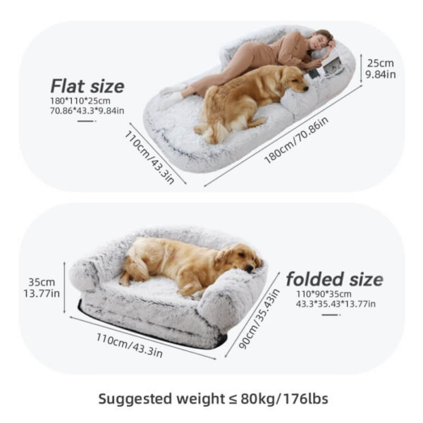 Plush Fluffy Large Orthopedic Human-Dog Bolster Bed - Image 25