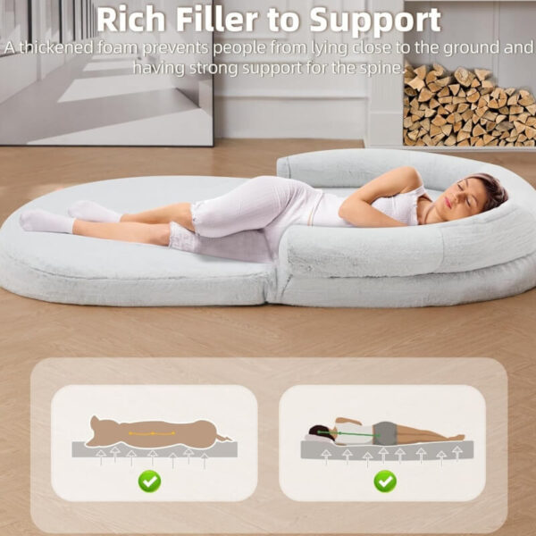 Plush Fluffy Large Orthopedic Human-Dog Bolster Bed - Image 19