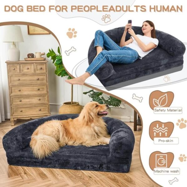 Plush Fluffy Large Orthopedic Human-Dog Bolster Bed - Image 20