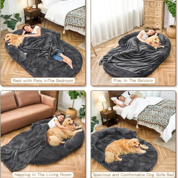 Plush Fluffy Large Orthopedic Human-Dog Bolster Bed - Image 11