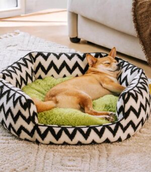 Plush Retreat Chevron Dog Bed-The Warm Hugger