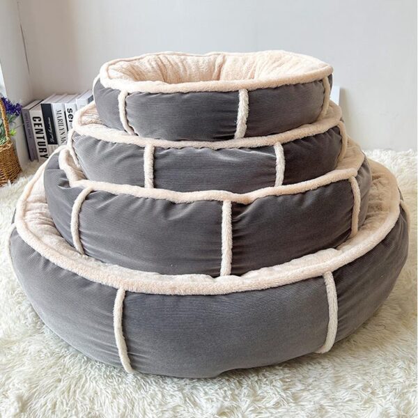 Ultra Plush Corduroy Anti-Anxiety Donut Dog Bed - Image 2