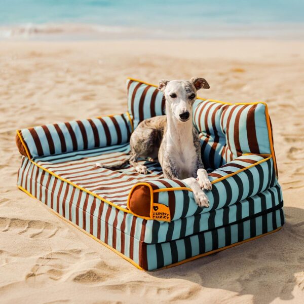 Stripe Waterproof Foldable Large Dog Sofa Bed - Sunny Siesta - Image 14