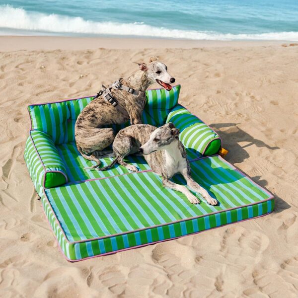 Stripe Waterproof Foldable Large Dog Sofa Bed - Sunny Siesta - Image 17