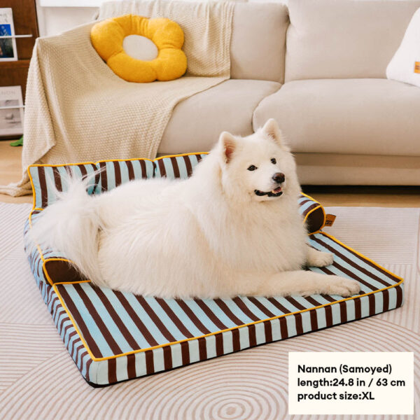 Stripe Waterproof Foldable Large Dog Sofa Bed - Sunny Siesta - Image 12